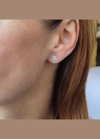 Срібні сережки гвоздики на закрутках Квітка в Білих Каменях срібло 925 проби Родоване 82904б 1.02г No Brand (306742778)