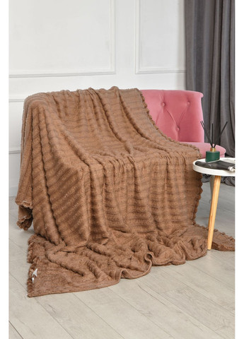 Плед однотонный коричневого цвета размер 200*230 Let's Shop (362413567)