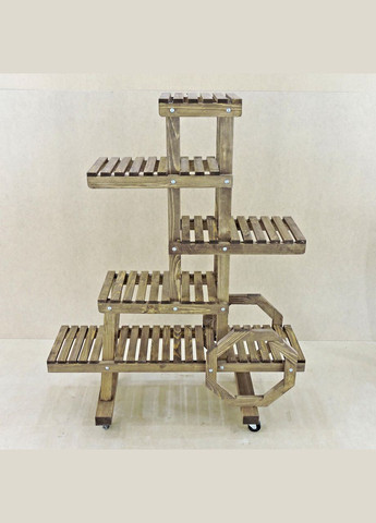 Подставка для цветов из дерева Мулино на колёсиках капучино (ЦВТ-018809) No Brand (328227475)