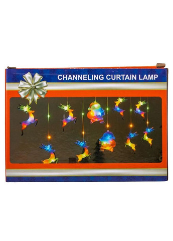 Гірлянда штора Санта та олені, 100 LED, різнокольорова, від електромережі No Brand (365822924)