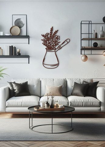 Дерев'яна картина на кухню, декоративне панно з дерева "Кава в турці", мінімалістичний стиль 70х50 см Woodyard (292013728)