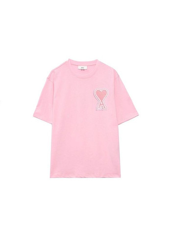 Рожева жіноча футболка ami paris рожевий з коротким рукавом No Brand