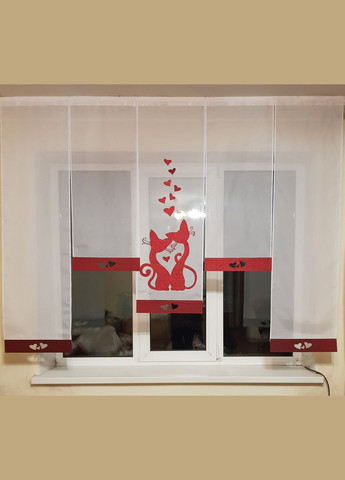 Комплект панельных занавесок Влюбленные котики 5шт карниз 200см бордовый с белым (27_6п) Firanka Exclusive (328949014)