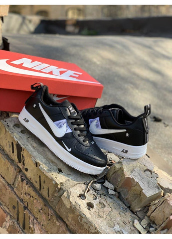 Черные демисезонные кроссовки мужские nike air force 107lv8 ultra black white 1 найк аир форс 1 премиум No Brand