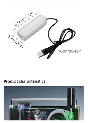 Мініатюрний кисневий USB компресор для акваріума білий No Brand (369623691)