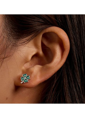 Серебряные серьги-кольца "Четырехлистный клевер" Kabluchka (355348472)