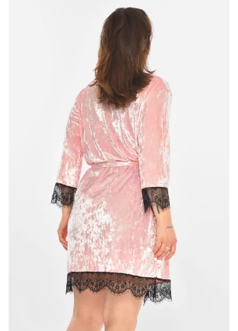Халат жіночий велюровий рожевого кольору Let's Shop (386409826)