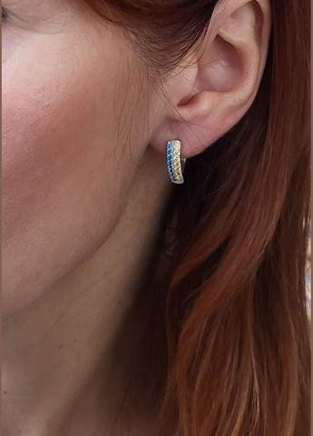 Серебряные серьги серёжки Дорожка с желтыми и голубыми Камнями серебро 925 пробы 53014 3.00 г No Brand (306741738)