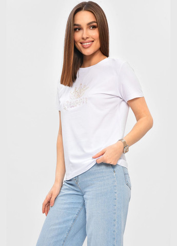 Футболка жіноча білого кольору з принтом Let's Shop - (332565040)