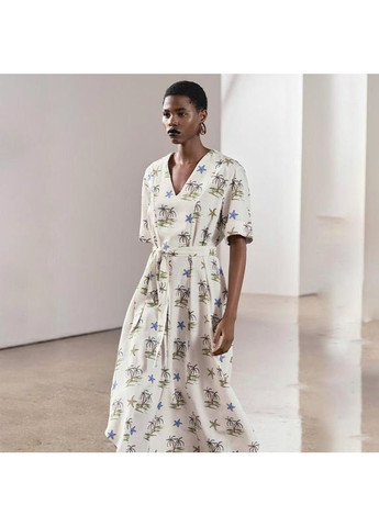 Белое платье zw collection с принтом Zara