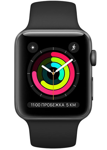 Смарт-годинник Watch Series 3 GPS 42mm Space Gray with Black Sport Band (MTF32) Apple (369000769)