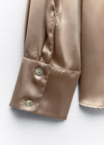 Серо-коричневая классическая рубашка однотонная Zara