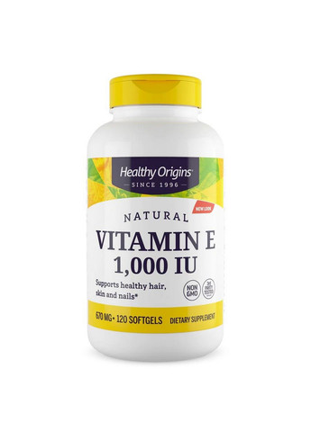 Вітаміни та мінерали Vitamin E 1000 IU, 120 капсул Healthy Origins (293415718)