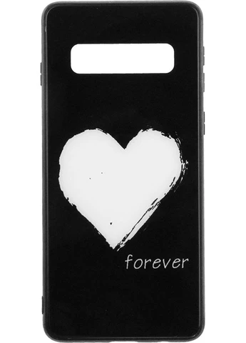 Чехол-накладка Glass Fashionable Case Samsung Galaxy S10 White Heart on Black Toto (301780418)
