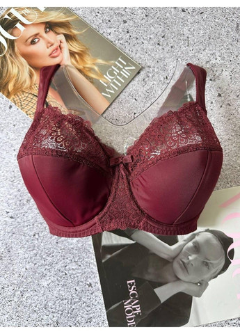 Бордовий ажурний бюстгальтер тонкий поролон бордовий Diorella