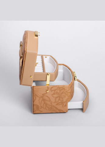 Скринька для прикрас з еко шкіри 3 яруси із замком органайзер для ювелірних виробів HP-5-23BR Yiwu (325922714)