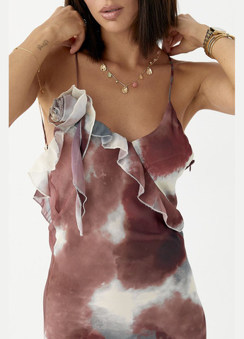 Летний женский шифоновый сарафан с цветком Lurex