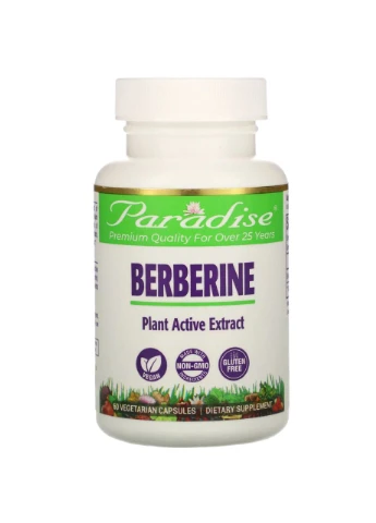 Берберин Berberine 500 мг для підтримки рівня глюкози у крові 60 вегетаріанських капсул Paradise Herbs (277695213)