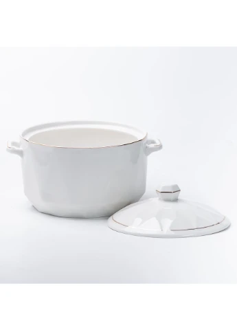 Супница керамическая с крышкой и ручками 1,4 л Белая Yiwu (360454989)