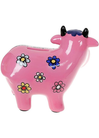 Копилка керамическая Коровка розовая для детей и взрослых сбережения и подарки 14х17 см Bona (368987107)