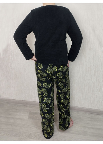 Чорна зимня хутряна піжама (світшот, штани) свитшот + брюки Young Idols