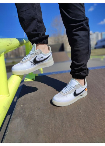 Чорні Осінні кросівки чоловічі nike af x off-white «white black» 1 найк офф вайт No Brand