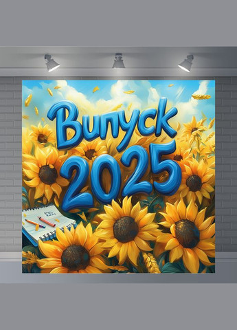 Банер для фотозони "Випуск 2025" | 2.0×2.0 м | Шкільний фон для випускного №41012 Vinylpex (360982557)