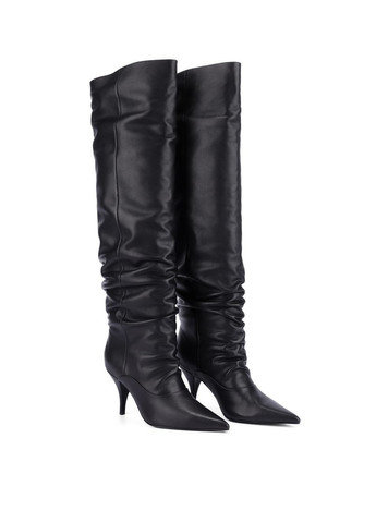 Черные осенние женские ботфорты 206-24205-705 черный кожа MIRATON