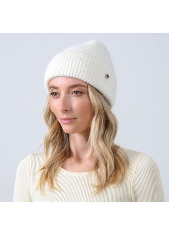 Шапка біні жіноча ангора з віскозою біла ДАФФІ LuckyLOOK 880-276 (352690917)