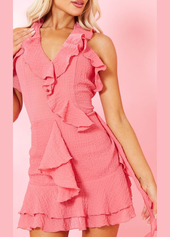 Розовое платье мини с оборками PrettyLittleThing