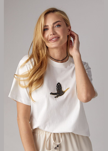 Трикотажная футболка украшена птицей из страз Lurex - (293814142)