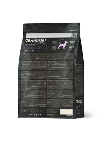 FRESH DOG ADULT MINI Duck & Sweet Potato – утка и батат для взрослых собак мелких пород Grandorf (362703492)