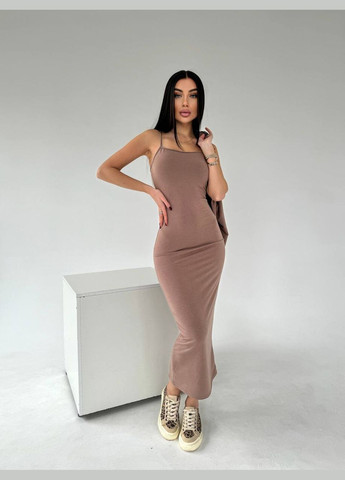 Жіночий комплект кофта+сукня кавового кольору 30896 No Brand (323642555)