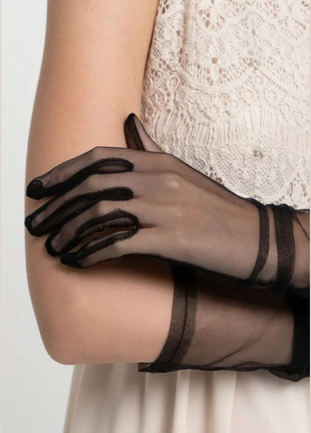 Женские перчатки фатиновые однотонные длинные Черные Cindylove (280280065)