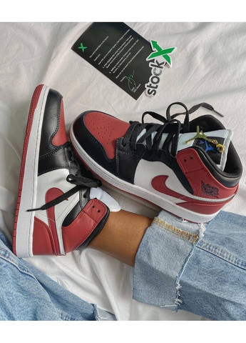 КРОССОВКИ ЖЕНСКИЕ NIKE AIR JORDAN 1 RETRO MID SE BLACK DARK BEETROOT НАЙК АИР ДЖОРДАН No Brand чёрные демисезоны (367170653)