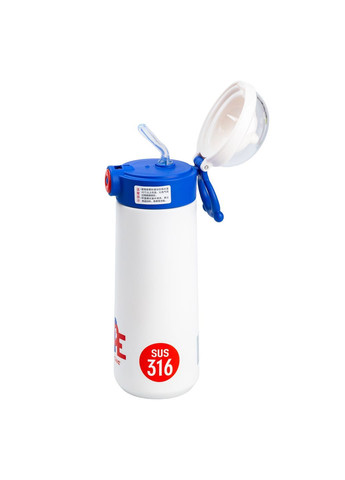 Термос дитячий Nice to meet you 500 мл із трубочкою, синій Happy Life HP17306B No Brand (363978591)