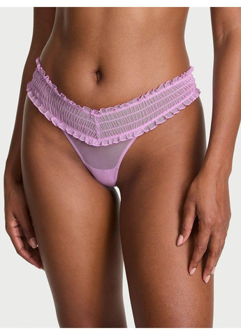 Трусики-стринги женские кружевные Smocked Mesh Thong Panty сиреневые Victoria's Secret (349729513)