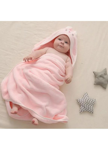 Детское полотенце-пончо с капюшоном из микрофибры для дома, пляжа и бассейна Котик No Brand розовый