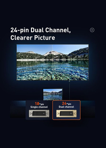 Кабель Enjoyment Series DVI Male To DVI Male bidirectional Adapter Cable |1M| (CAKSXQ0G) Baseus (279827243)