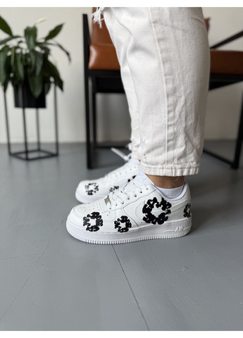 Білі Осінні кросівки чоловічі nike air force 1 low denim white найк аір форс 1 преміум No Brand