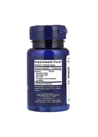 Інгібітор 5-LOX для суглобів AprèsFlex 100 мг 60 капсул без глютену Life Extension (367956605)