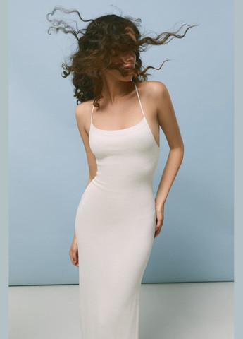 Молочное платье макси с открытой спиной xxs-xs черный 2027-1 Papaya