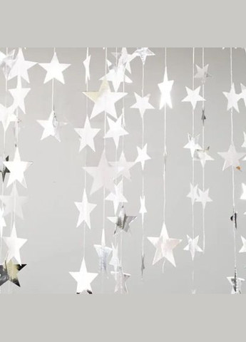 Зірочки для свята 4 м на 10 см сріблястий Jannet Гірлянда (317638517)
