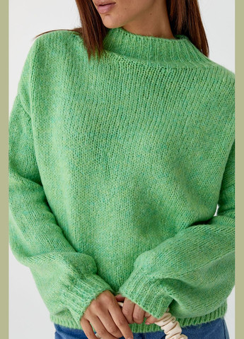 Салатовый зимний свитер женский однотонный свободного фасона 6700 Lurex