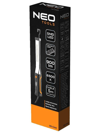 Ліхтар інспекційний, 220В, 900лм, 10Вт, кабель 5м, гачок 360°, IK08 стійкість до удару, IP44 Neo Tools (315503536)