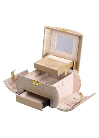 Шкатулка для украшений из эко кожи 3 яруса с замком органайзер для ювелирных изделий HP-5-21GOLD (A-033861) Yiwu (356729096)