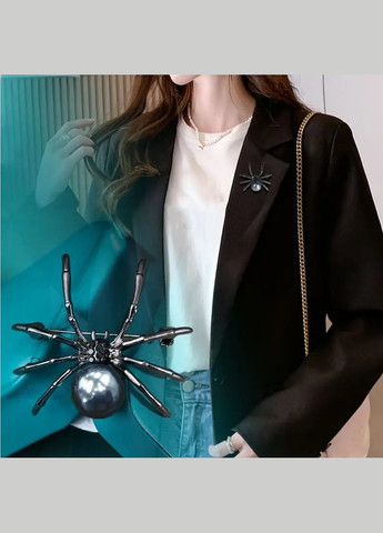Чорна брошка павук з перлиною і в стразах, 1169 Fashion Jewelry (341085633)