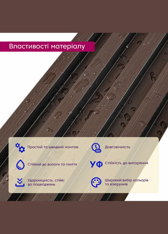 Рейка декоративна WPC стінова 3000х160х23мм Горіх SW-00001535 Sticker Wall (370441487)