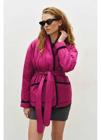 Рожева демісезонна куртка-кімоно з принтом, колір рожевий Rica Mare