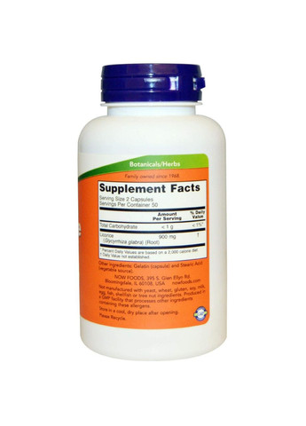 Корень солодки Licorice Root 450 мг 100 вег капс Now Foods (359473799)